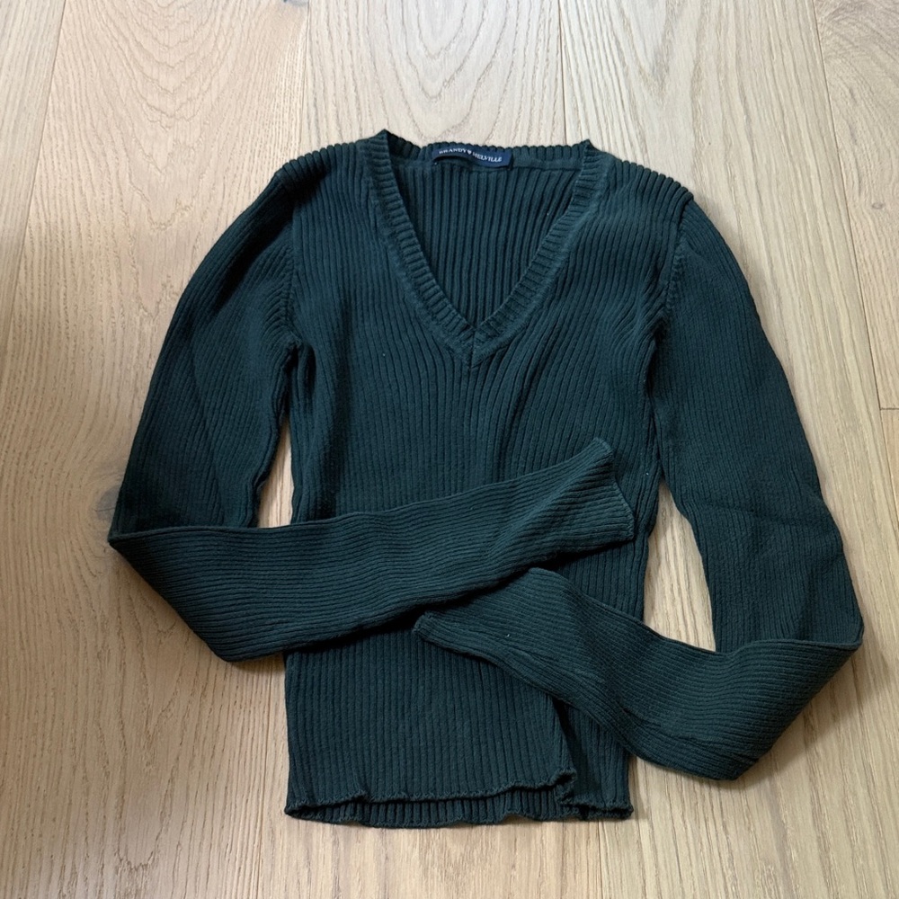 Brandy Melville Forest Green V-Neck Sweater